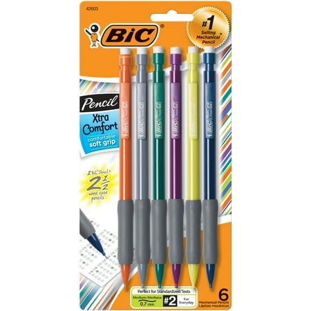 BIC Xtra-Comfort Mechanical Pencil, No. 2, Back to School, Soft Grip, 0.7 mm, 6-Count