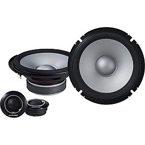 Alpine S Series 6.5" Hi-Res Car Speakers w/ Glass Fiber Cone in Black (Pair) $120 + Free S&H