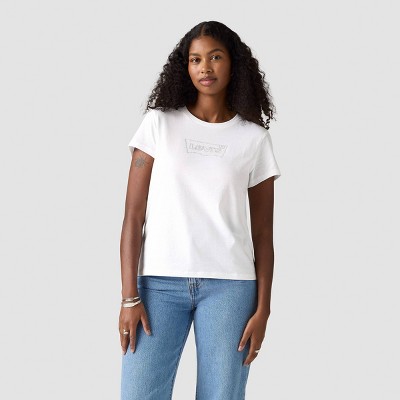 Levi's® Women's The Perfect T-Shirt - Rhinestone Logo White S