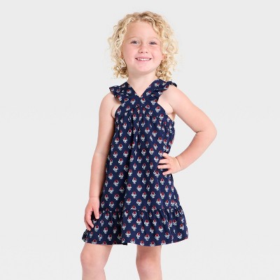 Baby Girls' 4th of July Sleeveless Floral Dress - Cat & Jack™ Navy 18M