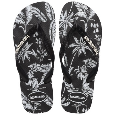 Havaianas Women's Logo Flip Sandals - Black/White Print 9-10