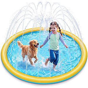 60" Sloosh Non-Slip Outdoor Sprinkler Splash Fountain Pad (Orange & Blue) $10