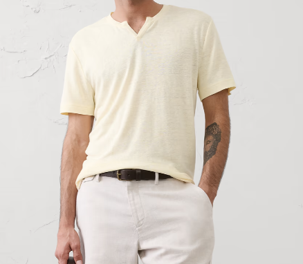 Banana Republic Standard-Fit Men's Linen-Blend Henley Banana Republic Factory