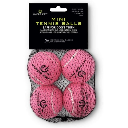 Hyper Pet Mini Replacement Tennis Balls Safe on Dog's Teeth, Pink - Pack of 4