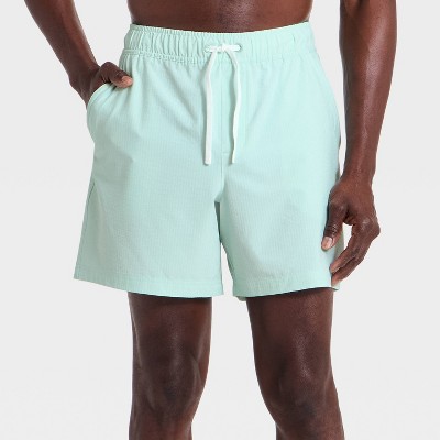 Men's Seersucker Hybrid Shorts - All In Motion™ Light Teal Green M