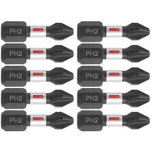 10-Pk 1" Bosch ITPH21B Phillips #2 Impact Tough Screwdriving Insert Bits $4.10