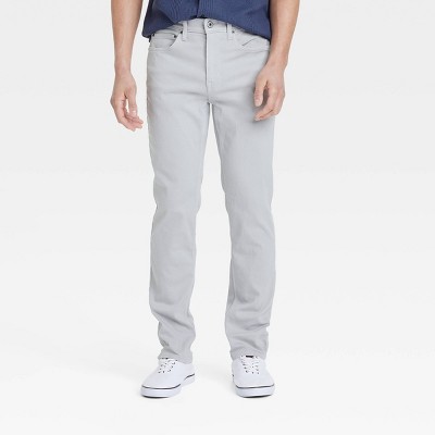 Men's Comfort Wear Slim Fit Jeans - Goodfellow & Co™ Light Gray 34x30: Mid Rise, Stretch Denim, Machine Washable, 30" Inseam