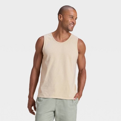 Men's Standard Fit Crewneck Tank Top - Goodfellow & Co™ Khaki S