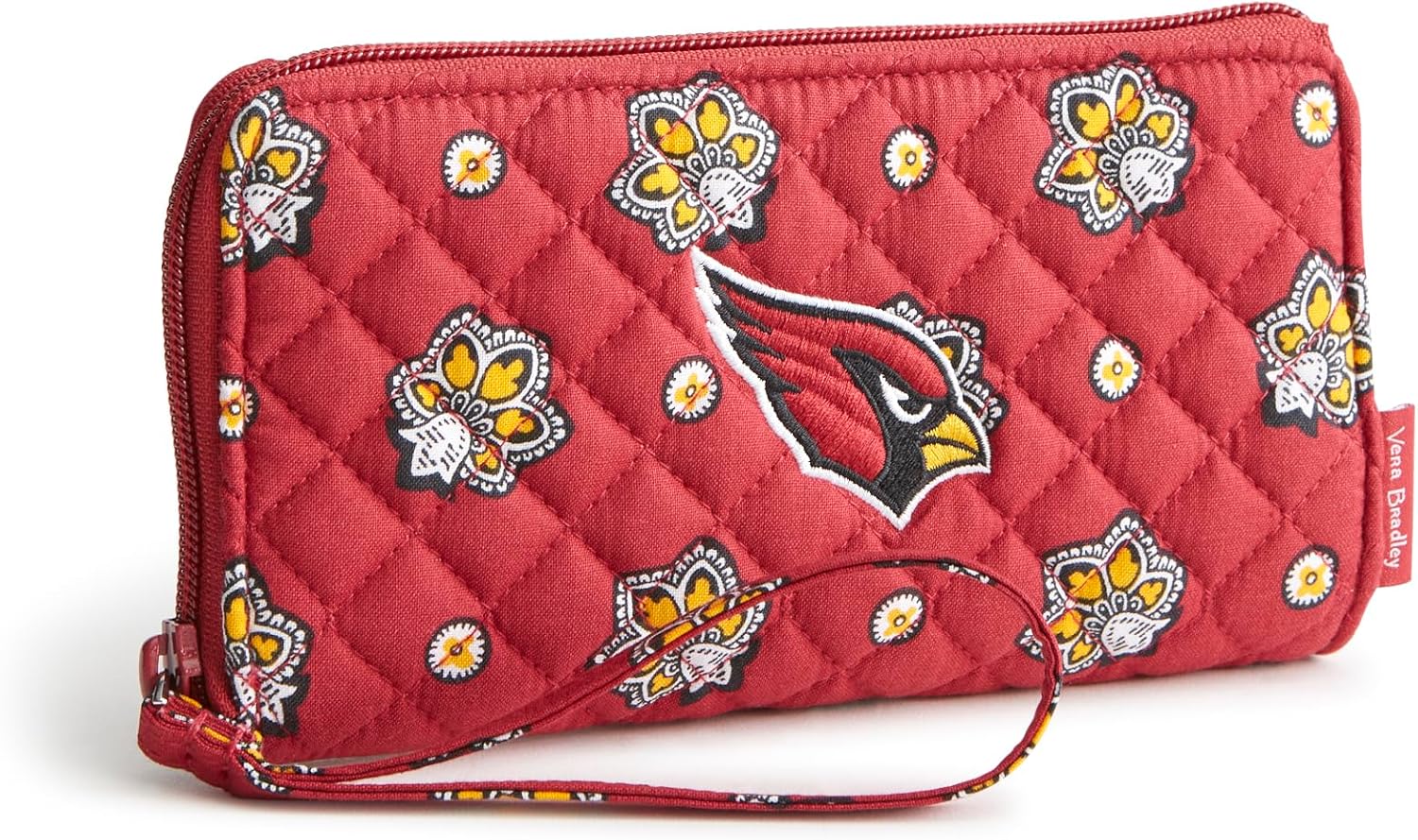 Vera Bradley Women's Cotton Nfl Front Zip Wristlet (Multiple Teams Available), Arizonacardinalsonmaroonred/Yellowbandana, One Size