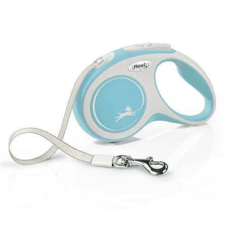 Flexi New Comfort S Tape Leash 16ft Blue for Dogs Up to 33 lbs with Soft Grip