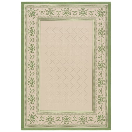 SAFAVIEH Courtyard Eva Traditional Indoor/Outdoor Area Rug, 5'3" x 7'7", Natural/Olive
