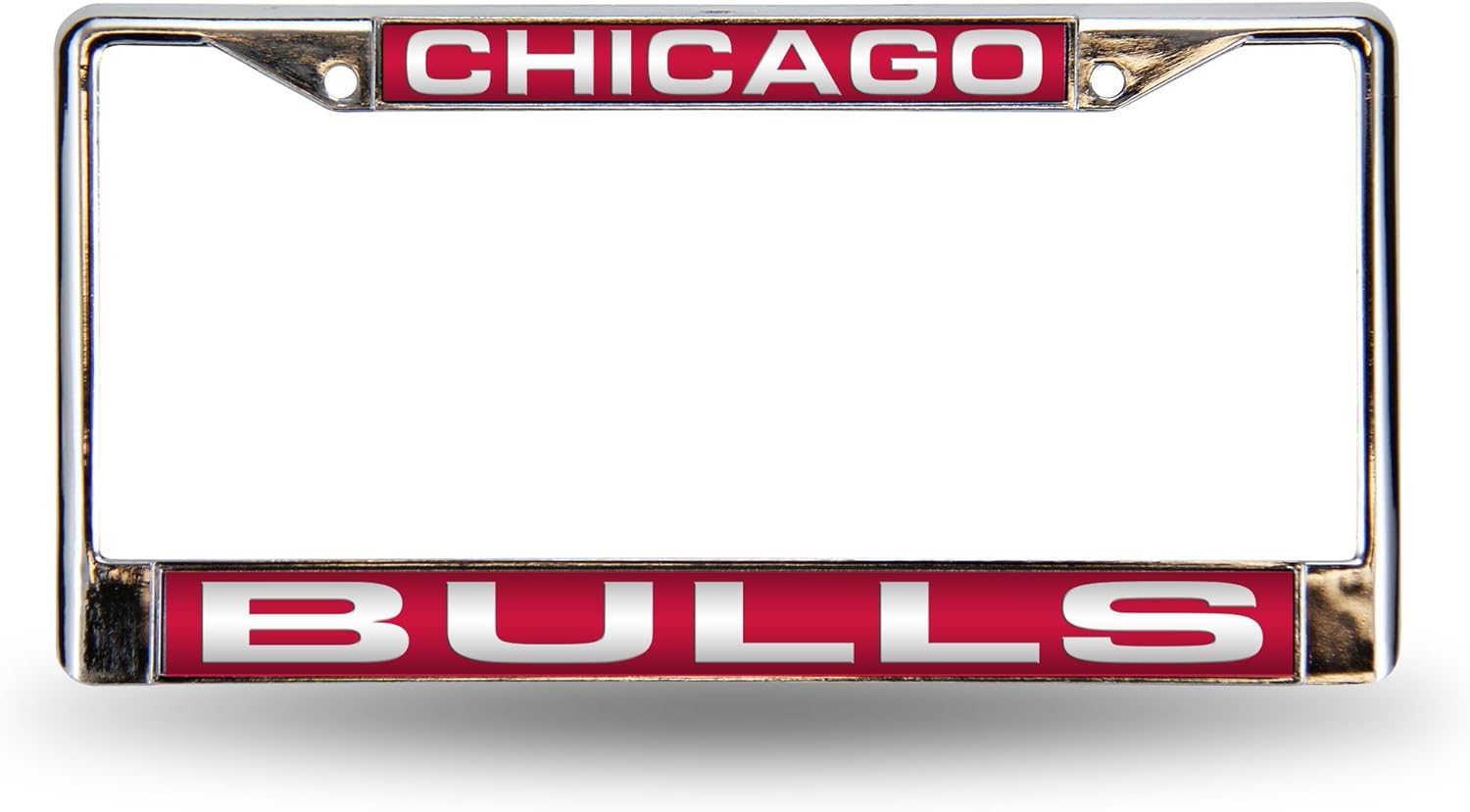 Rico Industries NBA Chicago Bulls - Red Insert Laser Cut Inlaid Standard Chrome License Plate Frame 6 x 12.25-"