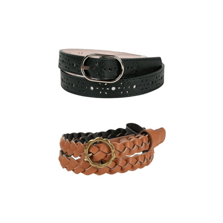 Wonder Nation Girls Fashion Belts, 2-pack, Sizes XS-XXL