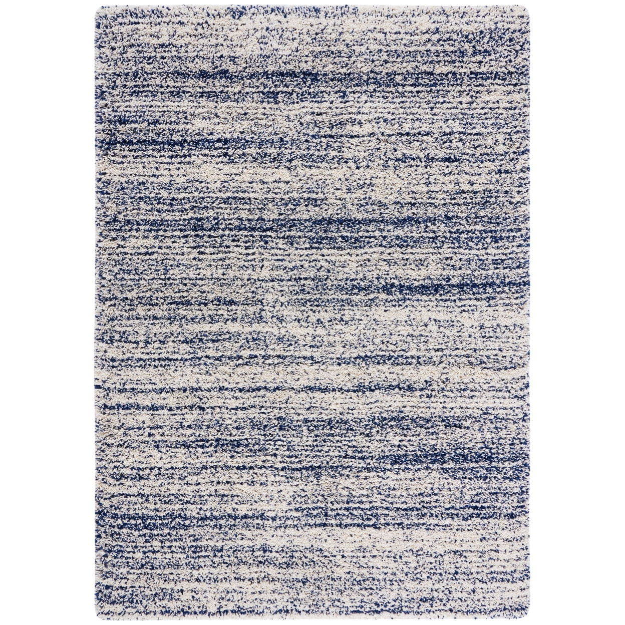 SAFAVIEH Hudson Shag Jaden Striped Area Rug, Ivory/Navy, 5'3" x 7'6"