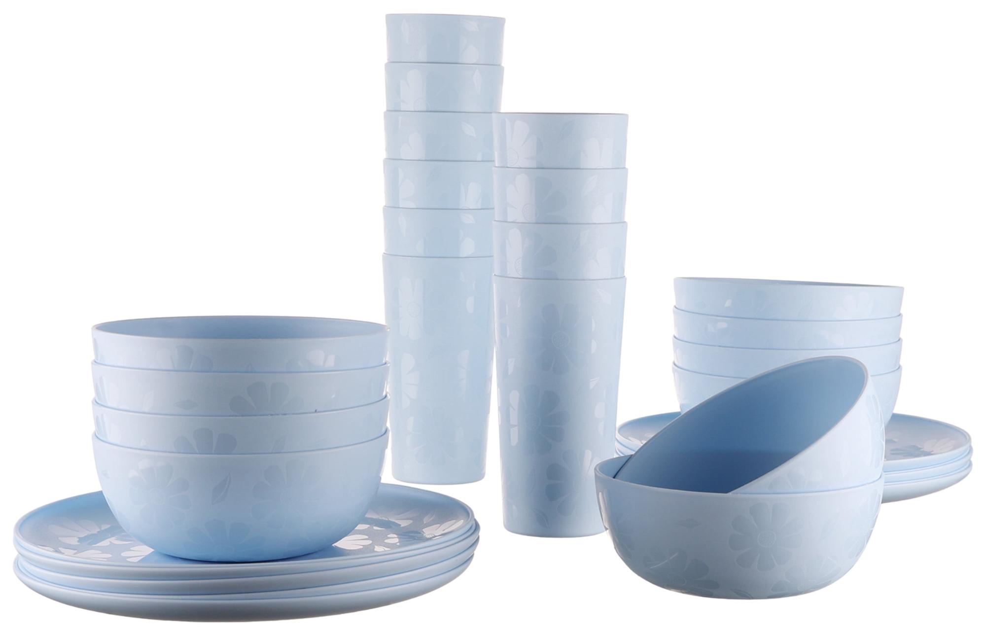 30-Piece Mainstays Plastic Etched Pattern Dinnerware Bundle Set Walmart