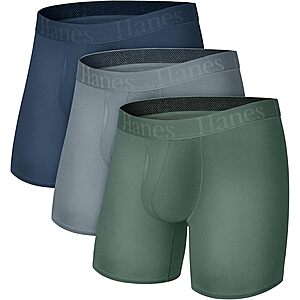 Men's Hanes SuperSoft Viscose Bamboo Boxer Briefs (Grey, Green & Navy) $9.30