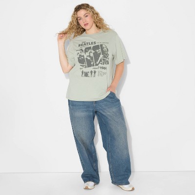 Women's The Beatles Short Sleeve Graphic T-Shirt - Green 2X