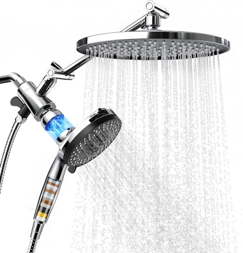 10" High Pressure Rainfall Shower Head w/ Magnetic 10-Spray Handheld