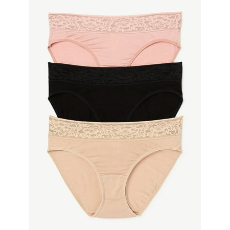 Joyspun Women’s Maternity Under-the-Belly Lace Trim Underwear, 3-Pack, Sizes S-XXXL