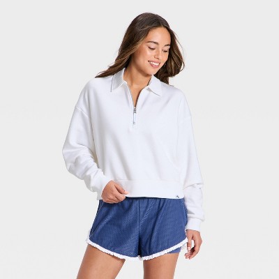 Women's Americana 1/2 Zip Sweatshirt - JoyLab™ White XL
