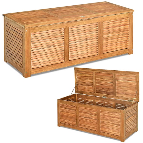 Wellfor Outdoor Storage Box 47-Gallon Natural Wood Deck Box