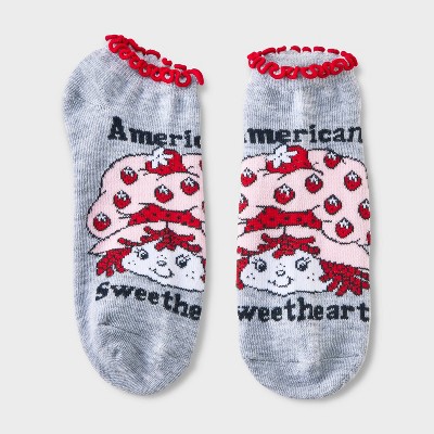 Women's Strawberry Shortcake Americana Low Cut Sock - Gray/Red 4-10