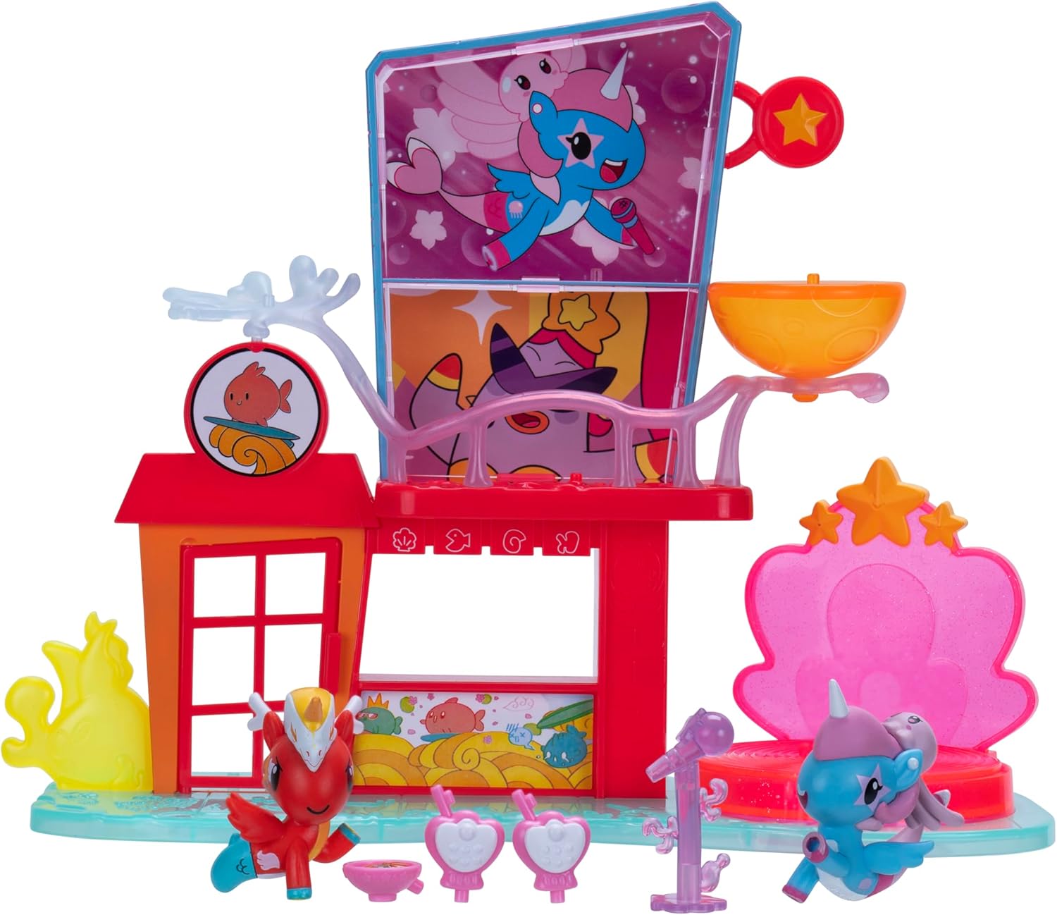 Jazwares Mermicorno: Starfall Octokyo Playset - 2 Mermicorno Figures, 4 Accessories, 3 Areas of Play - Ages 5+ - Officially Licensed Product