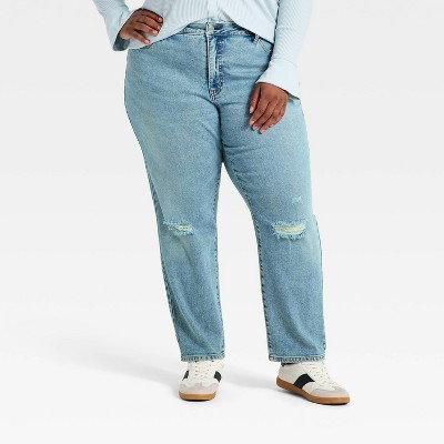Women's Mid-Rise Boyfriend Jeans - Ava & Viv™ Medium Wash 30