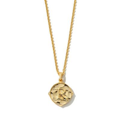 Kendra Scott Initial "R" Pendant Necklace - Gold: 14K Gold Over Brass, Lobster Claw Clasp, 19" Length