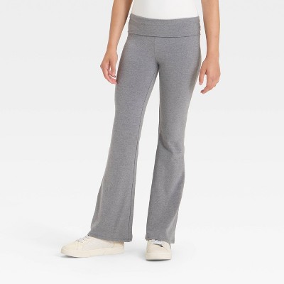 Girls' Foldover Waist Flare Leggings - art class™ Heather Gray XS