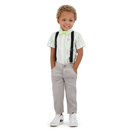 Tahari Toddler Boy Green Bow Tie & Suspender Pant Set, Size 2T-4T