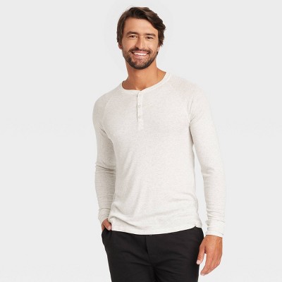 Hanes Premium Men's Henley Long Sleeve Pajama Shirt - Oatmeal XXL