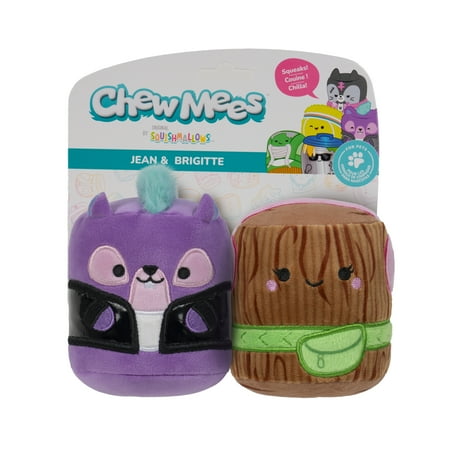 3.5 inch Jean Squirrel + Brigitte Stick Chew Mees by Original Squishmallows Plush Pet Toy 2-Pack
