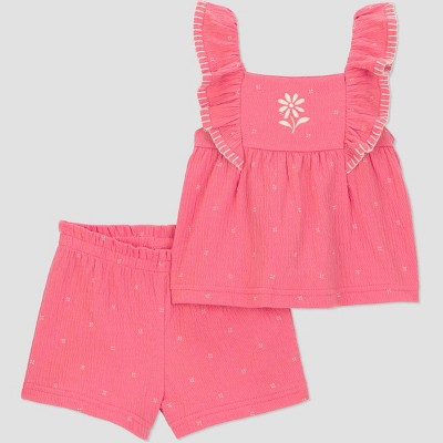 Carter's Just One You® Baby Girls' 2pc Rose Tank Top and Shorts Set - Rose Pink 24M