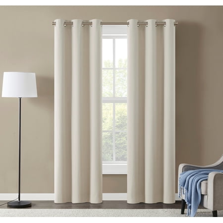 Eclipse Corte Solid Blackout Curtains, Set of 2, 84 Inch Long Blackout Curtains, 37" W x 84" L, Vanilla