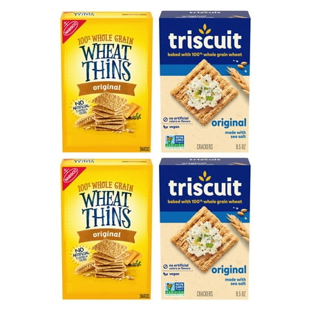 Triscuit Original Vegan Crackers and Wheat Thins Original Snacks Variety Pack, Bulk Snacks, 4 Boxes