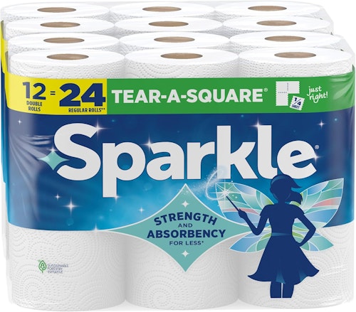 Sparkle Tear-A-Square 12 Double Roll Paper Towels