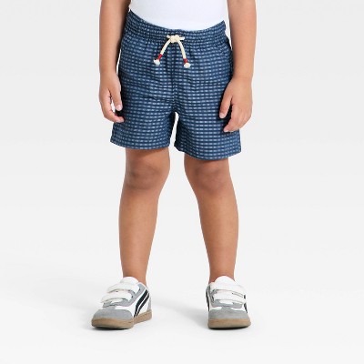 Baby Boys' 4th of July Americana Chambray Shorts - Cat & Jack™ Navy Blue 18M