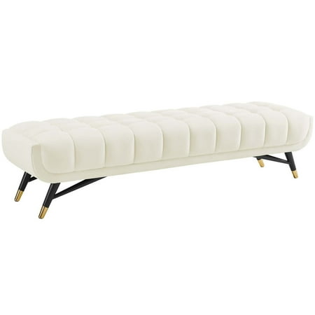 Modway Adept Performance Velvet Bench in Ivory