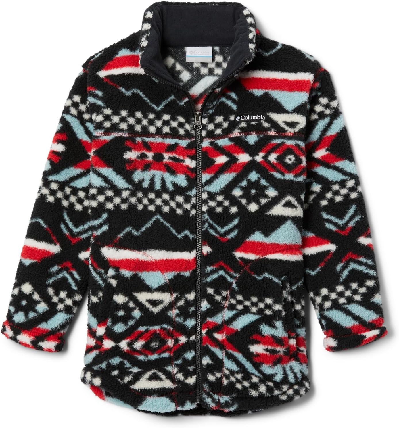 Columbia Youth Girls West Bend Full Zip, Red Lily Checkered Peaks, XX-Small