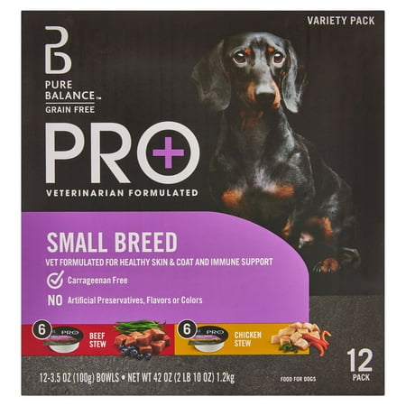 Pure Balance Pro Beef Stew & Chicken Stew for Small Breeds Wet Dog Food, 3.5 oz, 12 Count