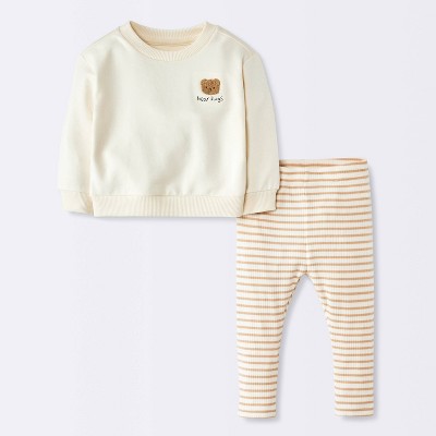 Baby Girls' Top and Bottom Sets - Cloud Island™ Off-White Newborn