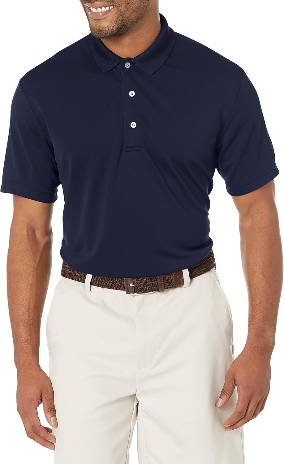 PGA TOUR Men's Big and Tall Airflux Short Sleeve Solid Golf Polo-Shirts, True Navy, 4X