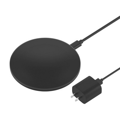 Just Wireless 15W Wireless Charging Pad with AC Adapter - Black: USB-C Compatible, Device Detection