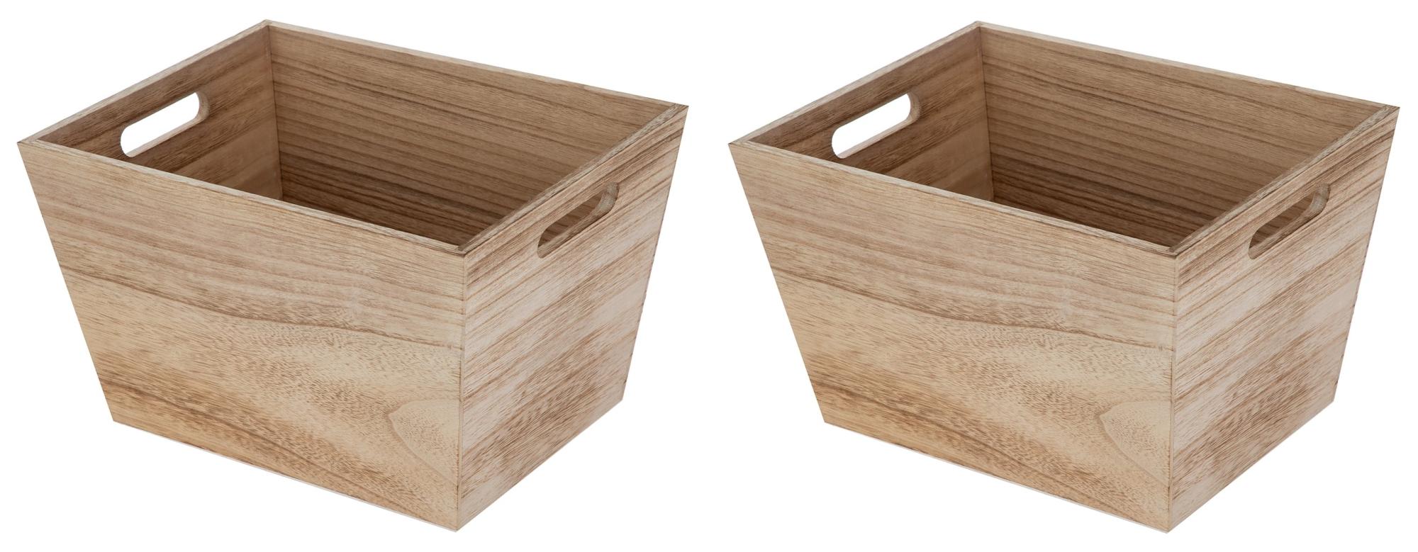 2-Pack 13"x10"x8" Better Homes & Gardens Medium Natural Wood Storage Bin Walmart