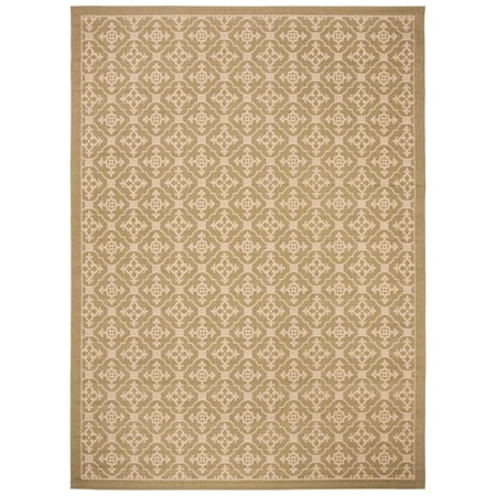SAFAVIEH Courtyard Alastar Geometric Indoor/Outdoor Area Rug, Green/Creme, 8' x 11'