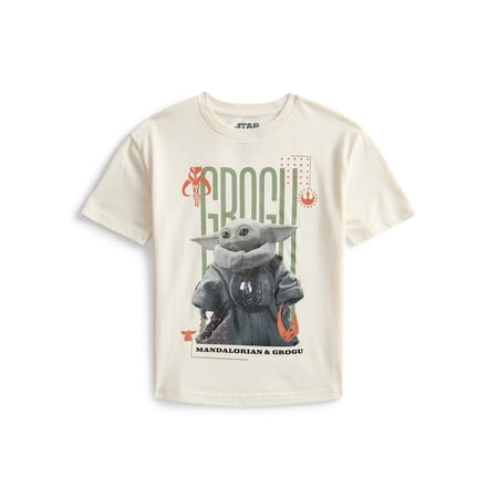 Star Wars The Mandalorian and Grogu Boys Graphic Tee with Short Sleeves, Sizes 4-18