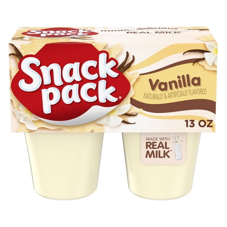 Snack Pack Vanilla Pudding, 3.25 oz Pudding Cups, 4 Count
