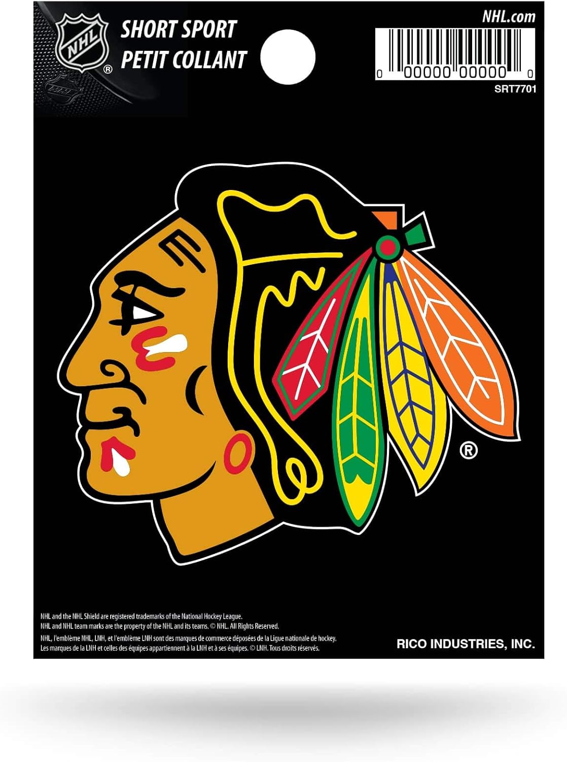 Rico Industries NHL Hockey Chicago Blackhawks Short Sport Decal 3.75' x 4.75' Die Cut Team Logo Short Sport Decal