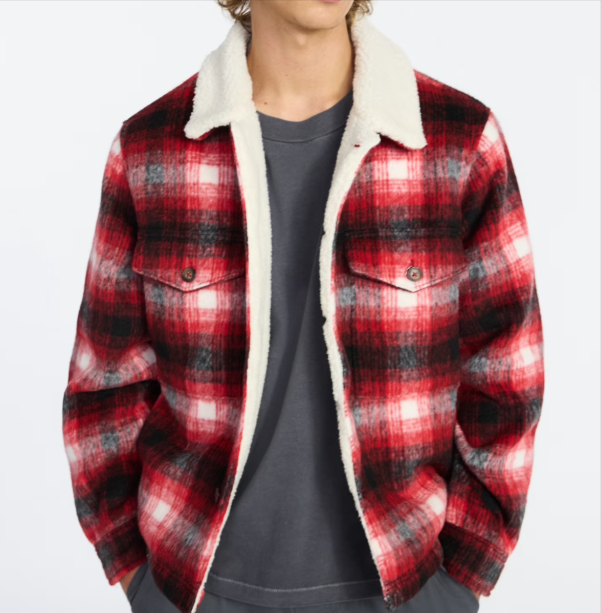No Boundaries High-Pile Fleece Lined Plaid Overshirt Walmart